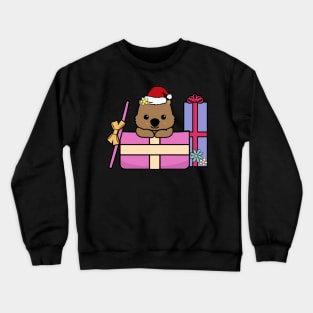 Christmas Wombat in a Present Crewneck Sweatshirt